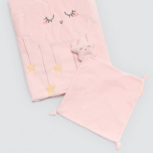 Set di coperta e doudou rosa Baby Stars