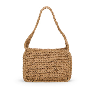 Bolso de hombro tostado en rafia