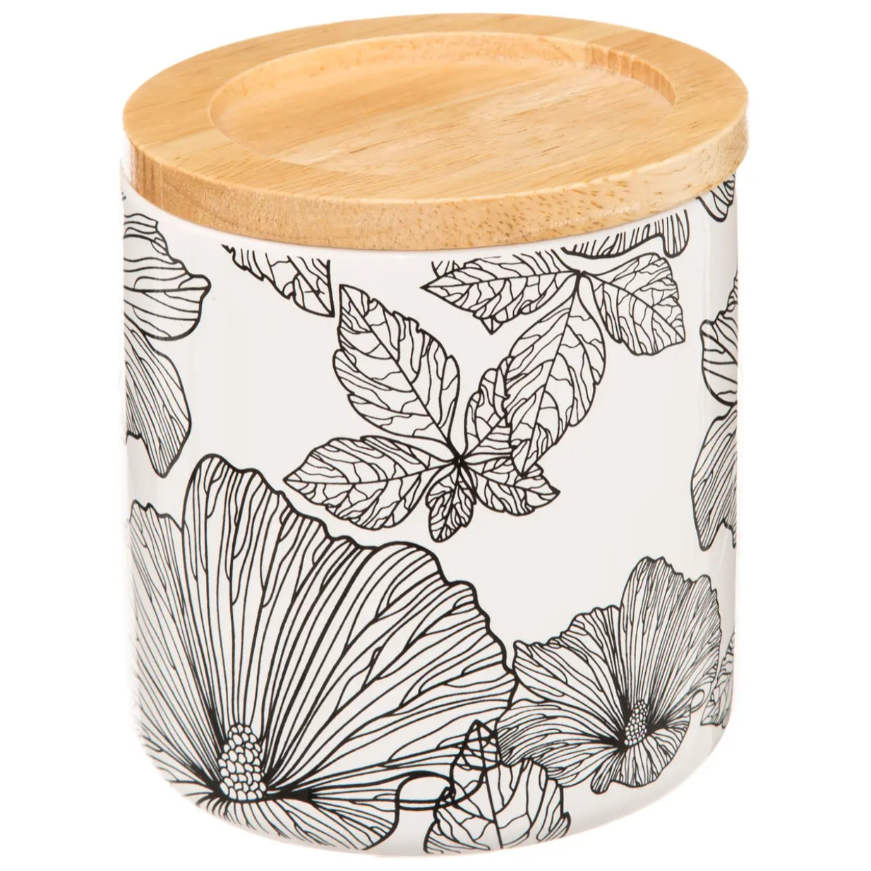 Pot à cotons "BlackFlora" noir et blanc