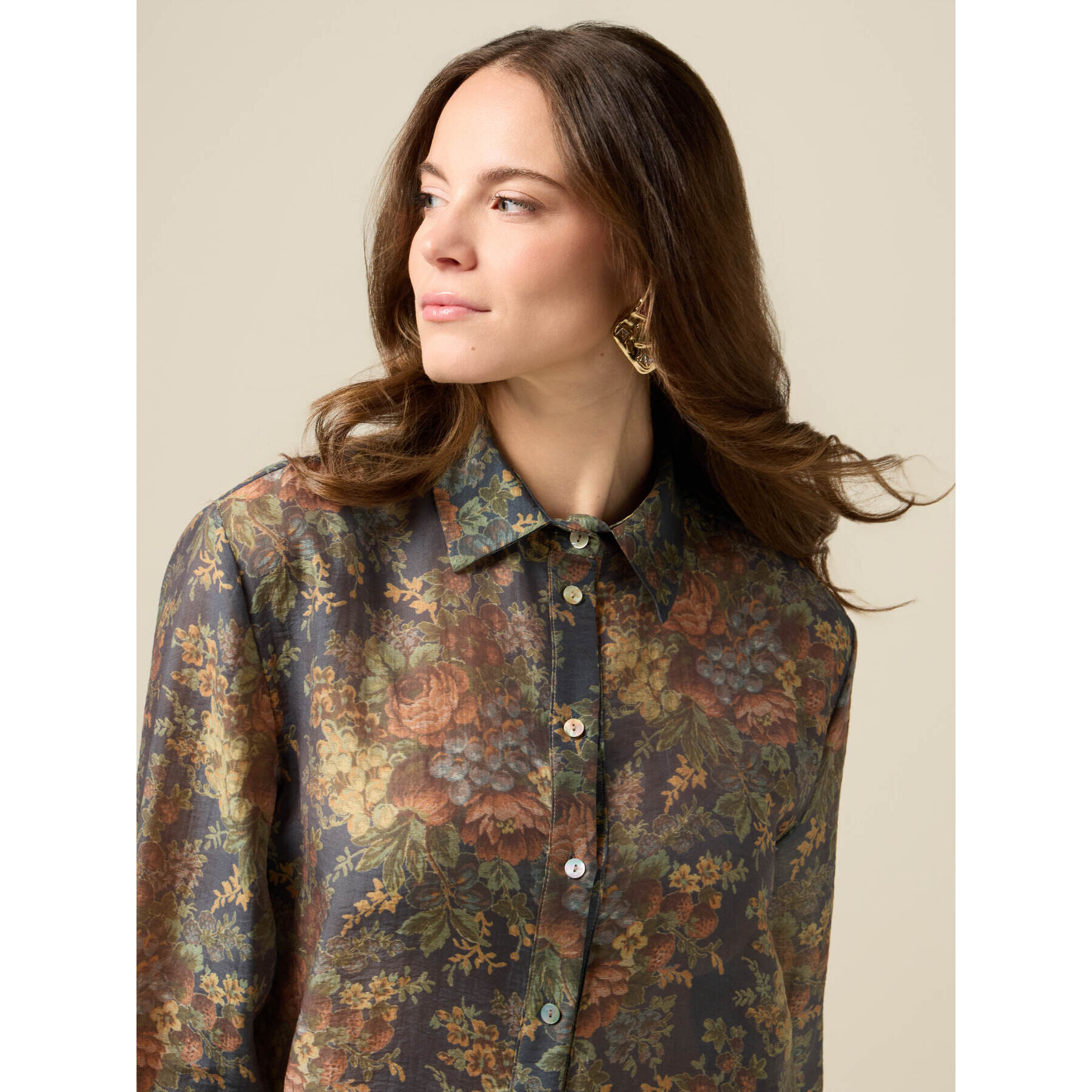 Oltre - Camicia a fantasia floreale - Blu