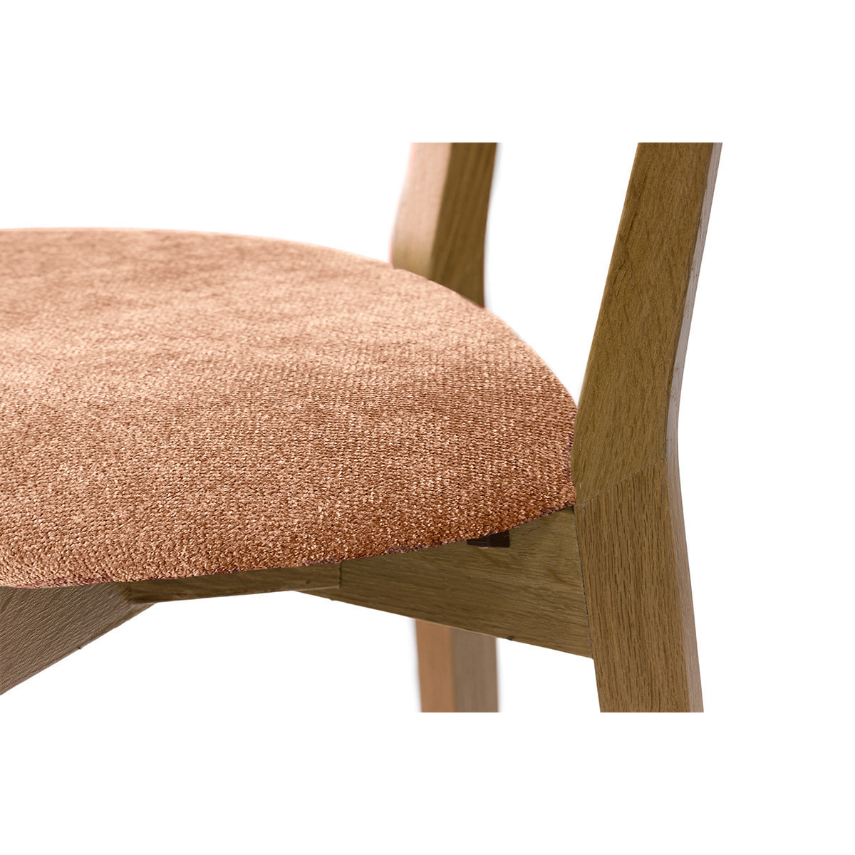 Tabourets de bar en bois clair chêne et tissu effet velours terre brûlée H65 cm (lot de 2) LUCIA