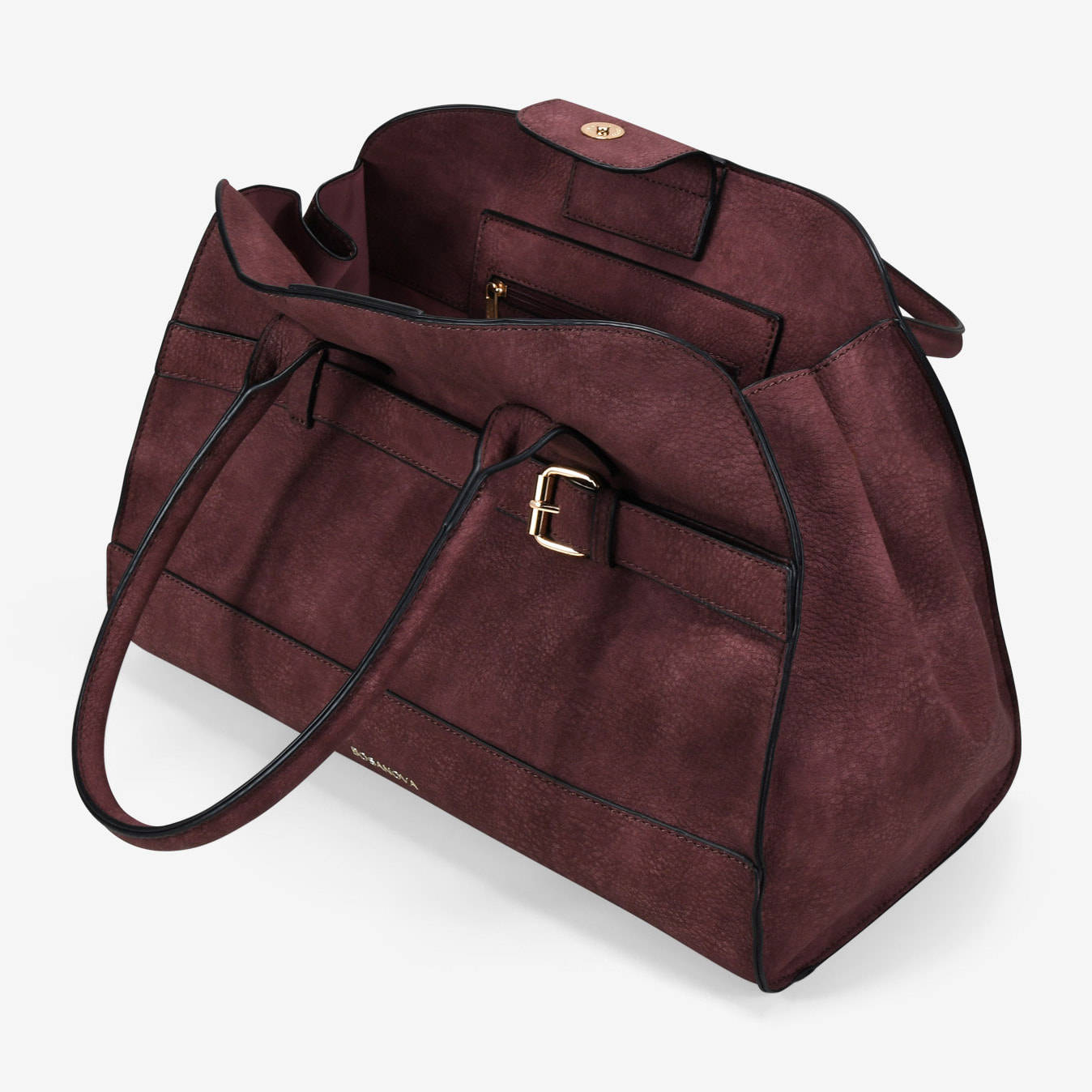 Bolso de hombro burdeos con doble asa