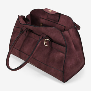 Bolso de hombro burdeos con doble asa