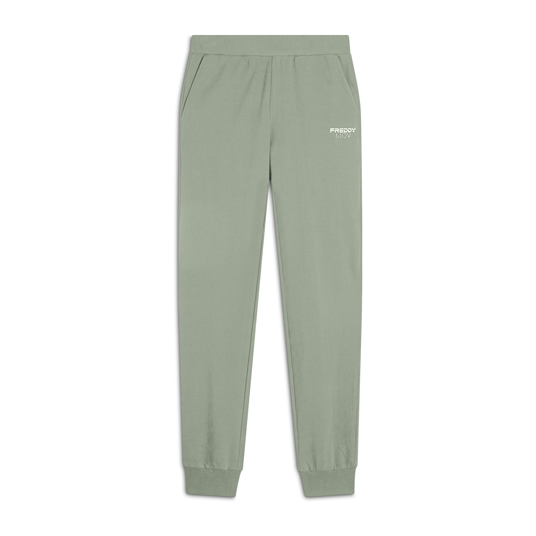 Pantaloni Regular Fit in French Terry con Polsini in Costina