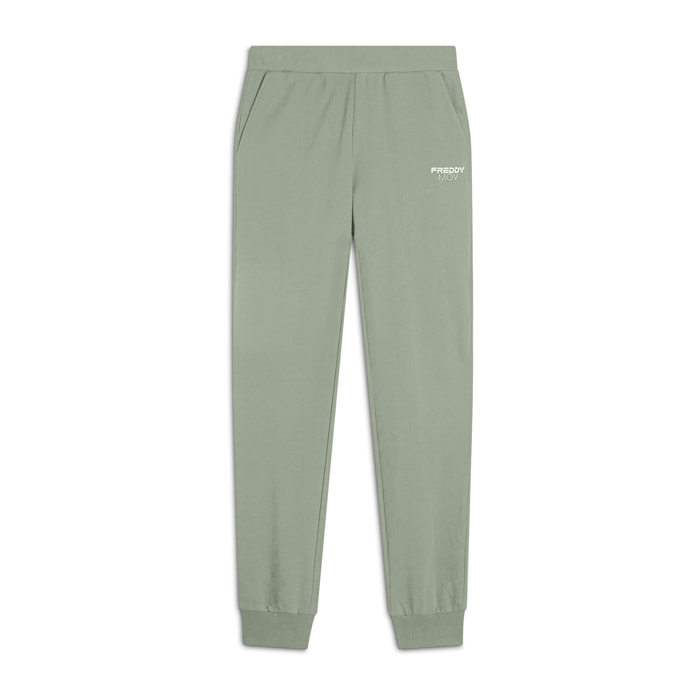 Pantaloni Regular Fit in French Terry con Polsini in Costina
