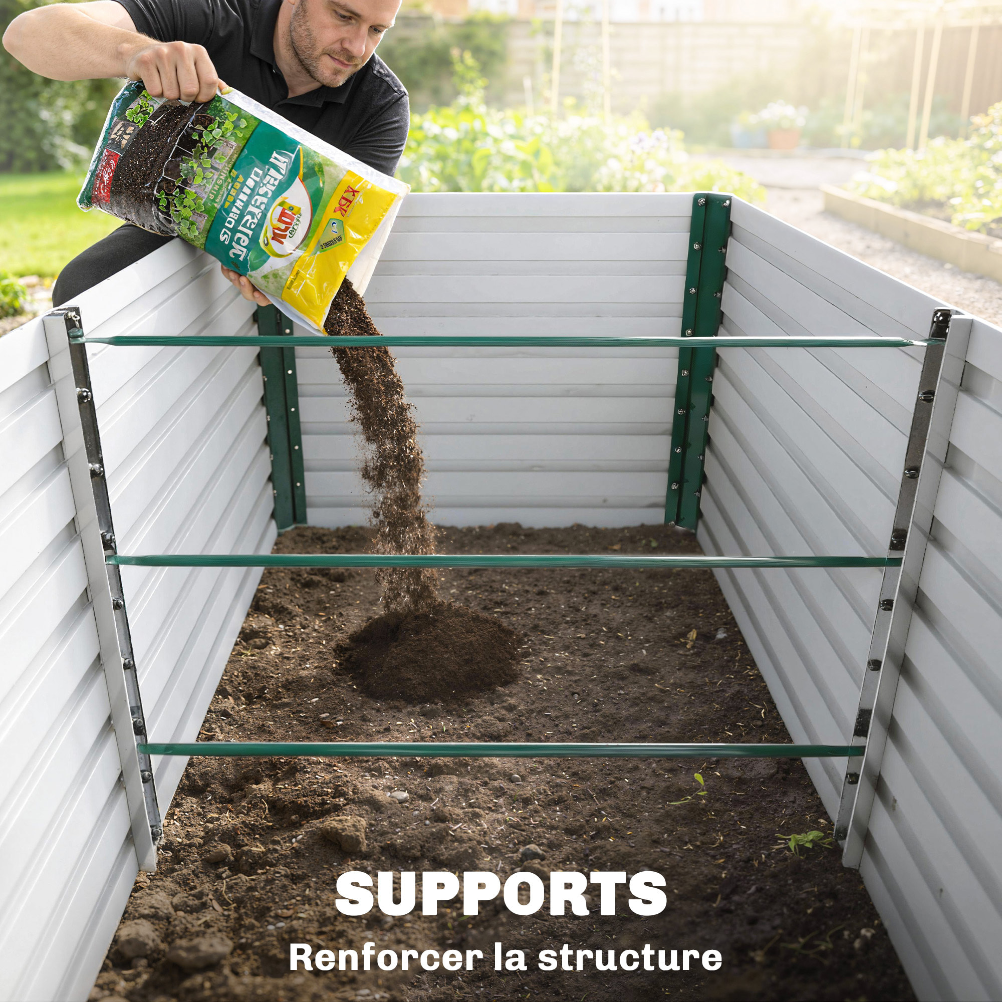 Carré potager jardinière dim. 160L x 80l x 60H cm tôle d'acier ondulée vert