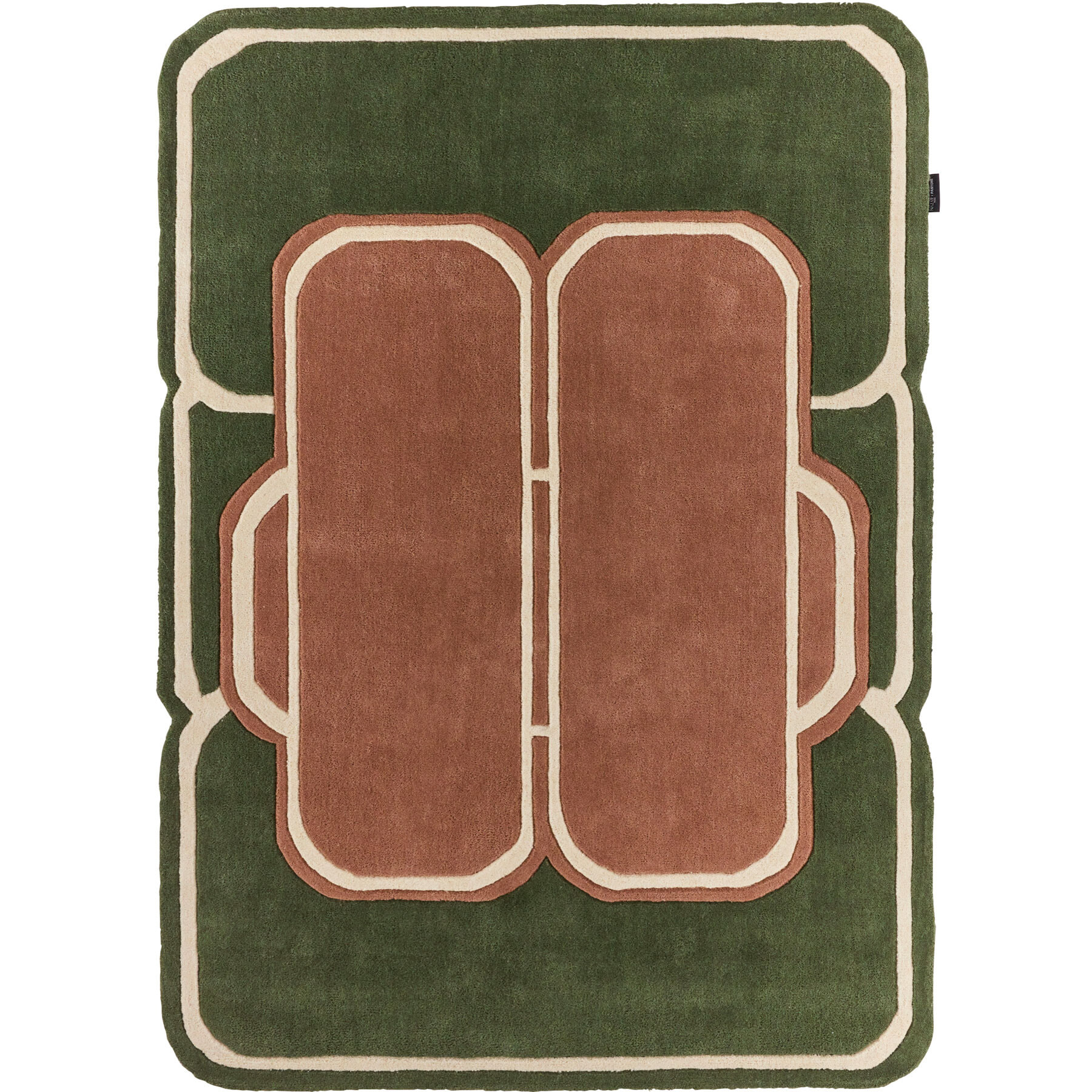 PANTONE - Tapis en laine fait main CEDRE BLANC à motif géométrique vert