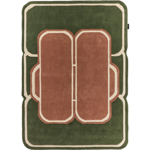 PANTONE - Tapis en laine fait main CEDRE BLANC à motif géométrique vert