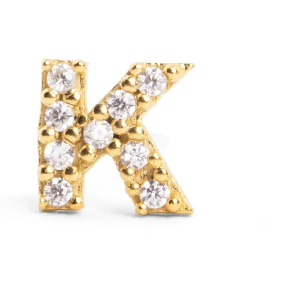 Orecchino Singolo Letter Sparks Argento Placcato Oro