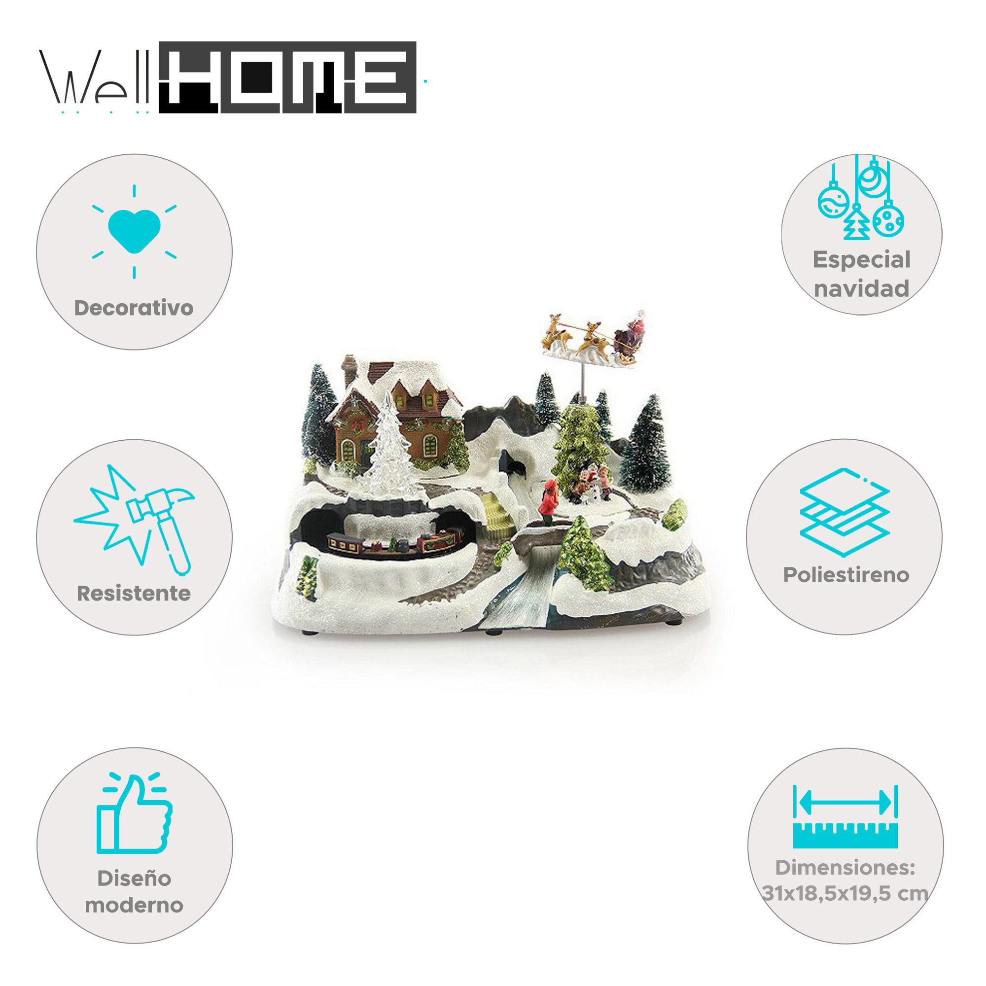 Well home - decoración navideña de tren figurita