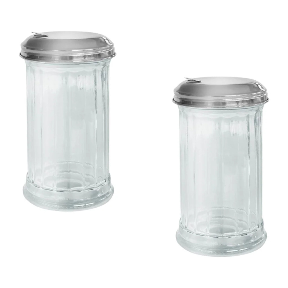 Ensemble de 2 Saupoudreuses en verre et couvercle inox 14 cm Fackelmann Basic