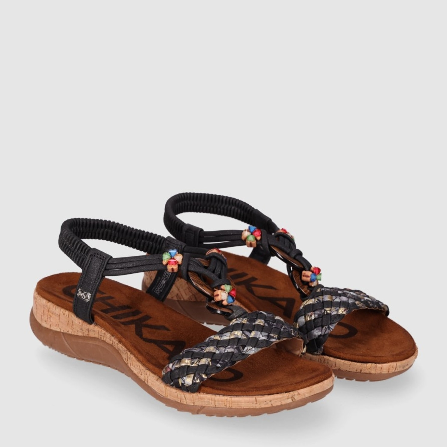 Sandalias de Piel Sintética - Negro - Tacón: 5 cm