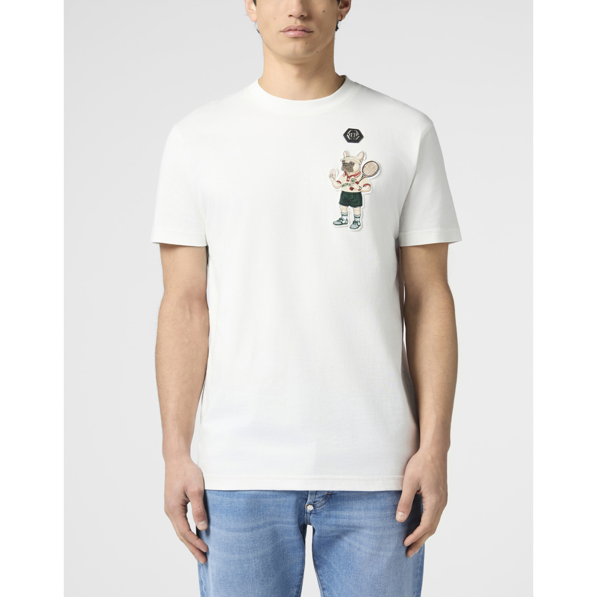 PHILIPP PLEIN Round Neck T-Shirt New York Tennis Patch