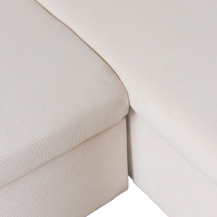 Canapé d'angle convertible CLARK 3 places en velours côtelé beige