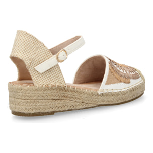 Sandalia de cuña de yute para mujer, comodas y elegantes, diseño de flores