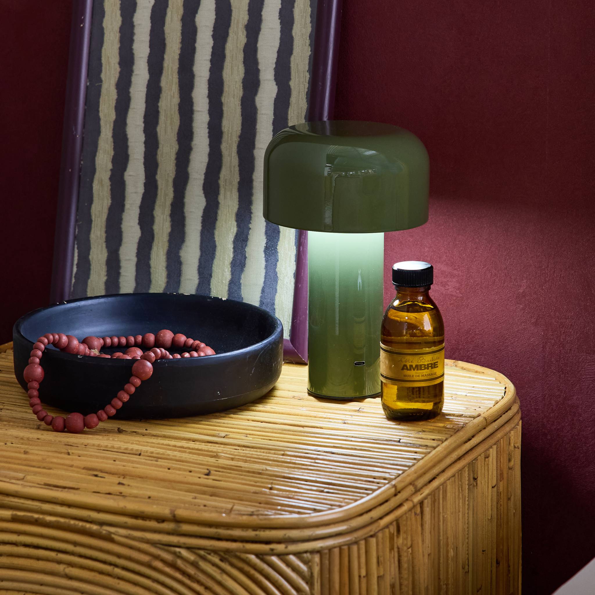 Lampe à poser LED sans fil rechargeable Victor vert Ø 13cm