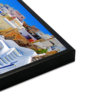 Affiche encadrée village blanc de Santorin Affiche + cadre en métal - Noir