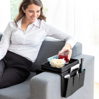 Vassoio Per Divano Con Organizzatore Di Telecomandi - Nero - 54x31x4 cm