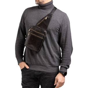 Borsa a tracolla  da uomo In Vera pelle Made in Italy 17x23x4 cm