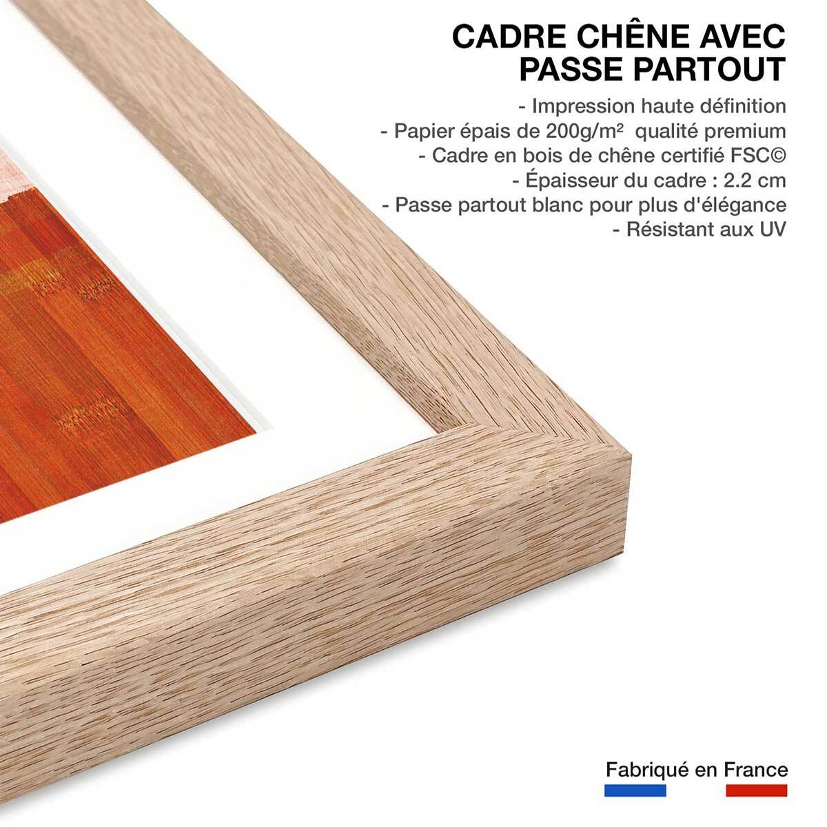 Poster melamine Affiche + cadre en bois - Chêne