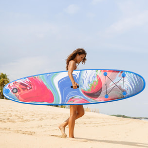 Stand up paddle gonflable surf planche de paddle pour adulte dim. 320L x 76l x 15H cm nombreux accessoires fournis PVC bleu rouge