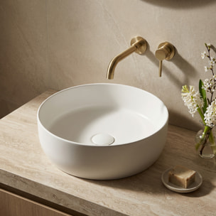 Vasque à poser ronde diamètre 39 cm - blanc mat - sans trop-plein - Infinitio SAT