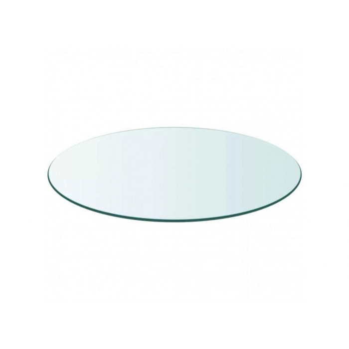 Plateau rond 60 cm en verre trempé transparent - dessus de table résistant - PLATEAU