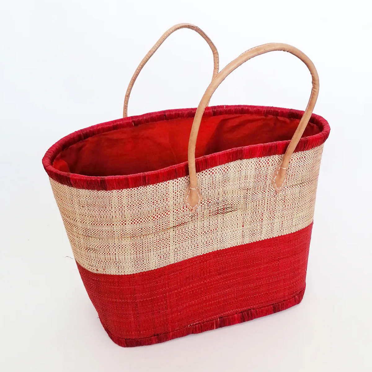 Panier artisanal de Madagascar - Ivato GM Rouge avec pochon