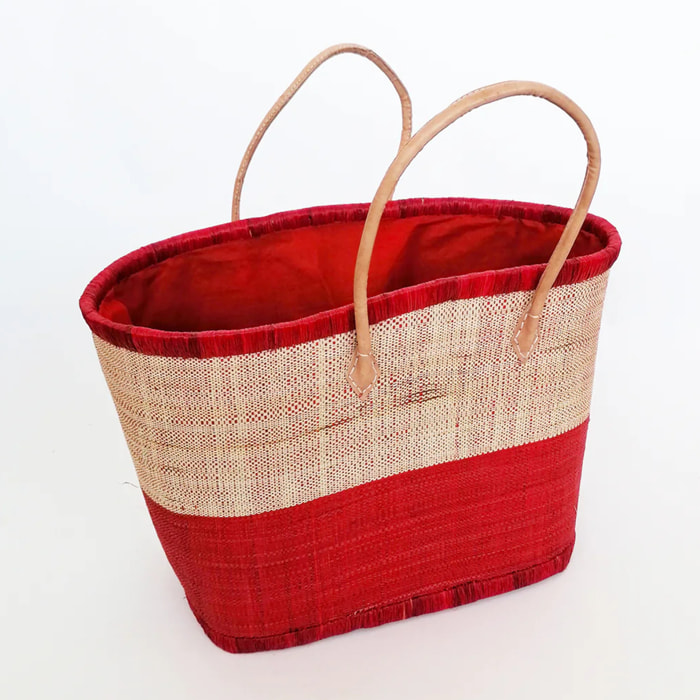Panier artisanal de Madagascar - Ivato GM Rouge avec pochon