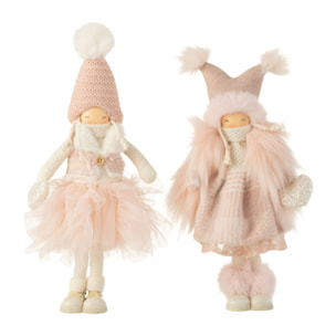 J-Line figurine Fille Coeur - textile - rose - small - 2 pièces