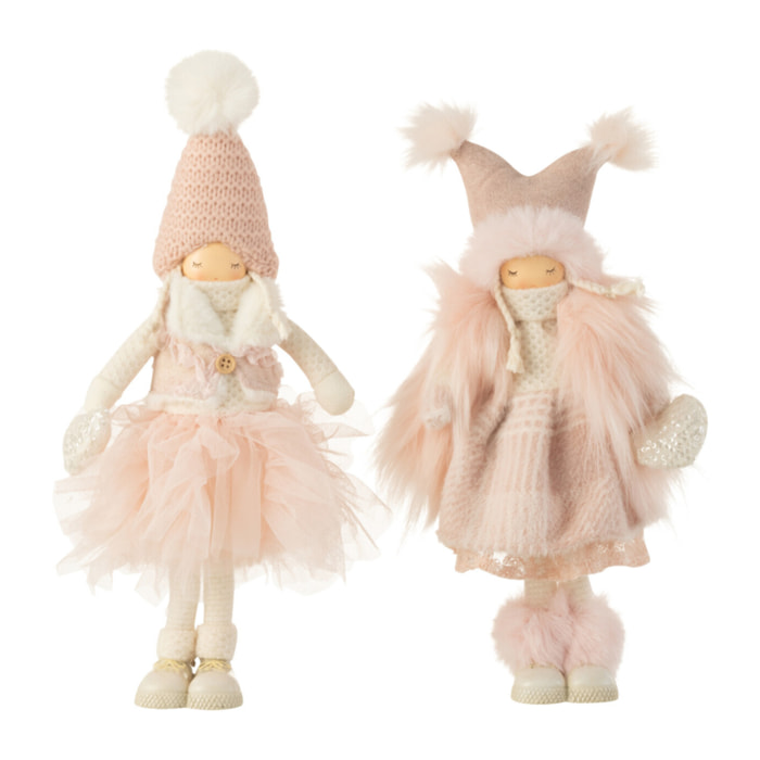 J-Line figurine Fille Coeur - textile - rose - small - 2 pièces
