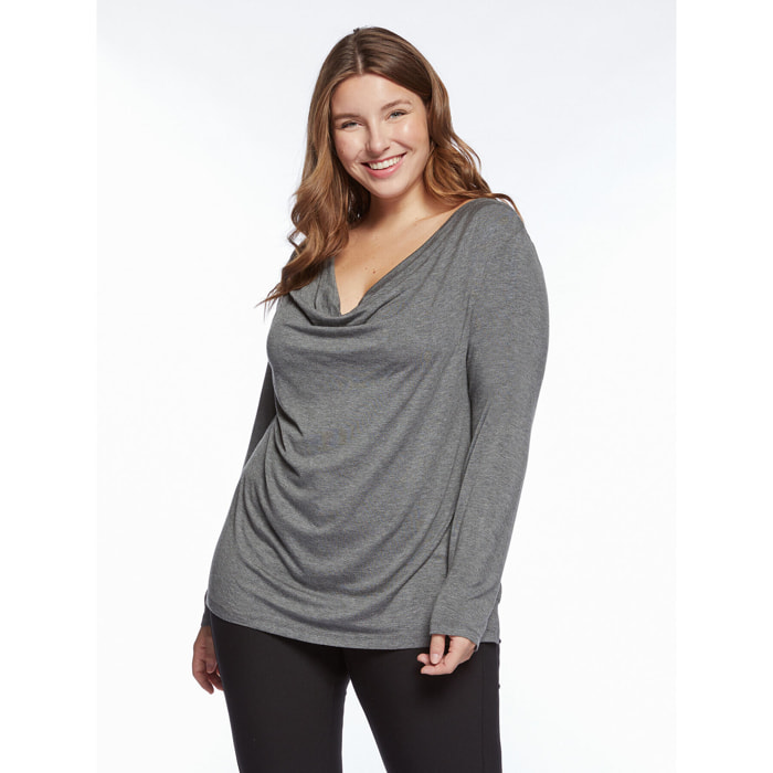 Fiorella Rubino - Camiseta con escote holgado - Gris