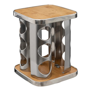 Support à épices x12 rotatif inox bambou