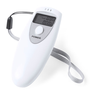 Alcoholímetro de bolsillo Gamp con pantalla LCD, medición por espiración y cinta de transporte, compacto y fácil de usar.