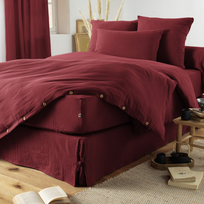 Pack housse de couette "Gaïa" "Gaze de Coton" 4 Pièces - Gaïa Lie de Vin