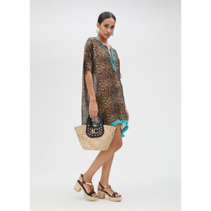 Vestito corto stampa animalier