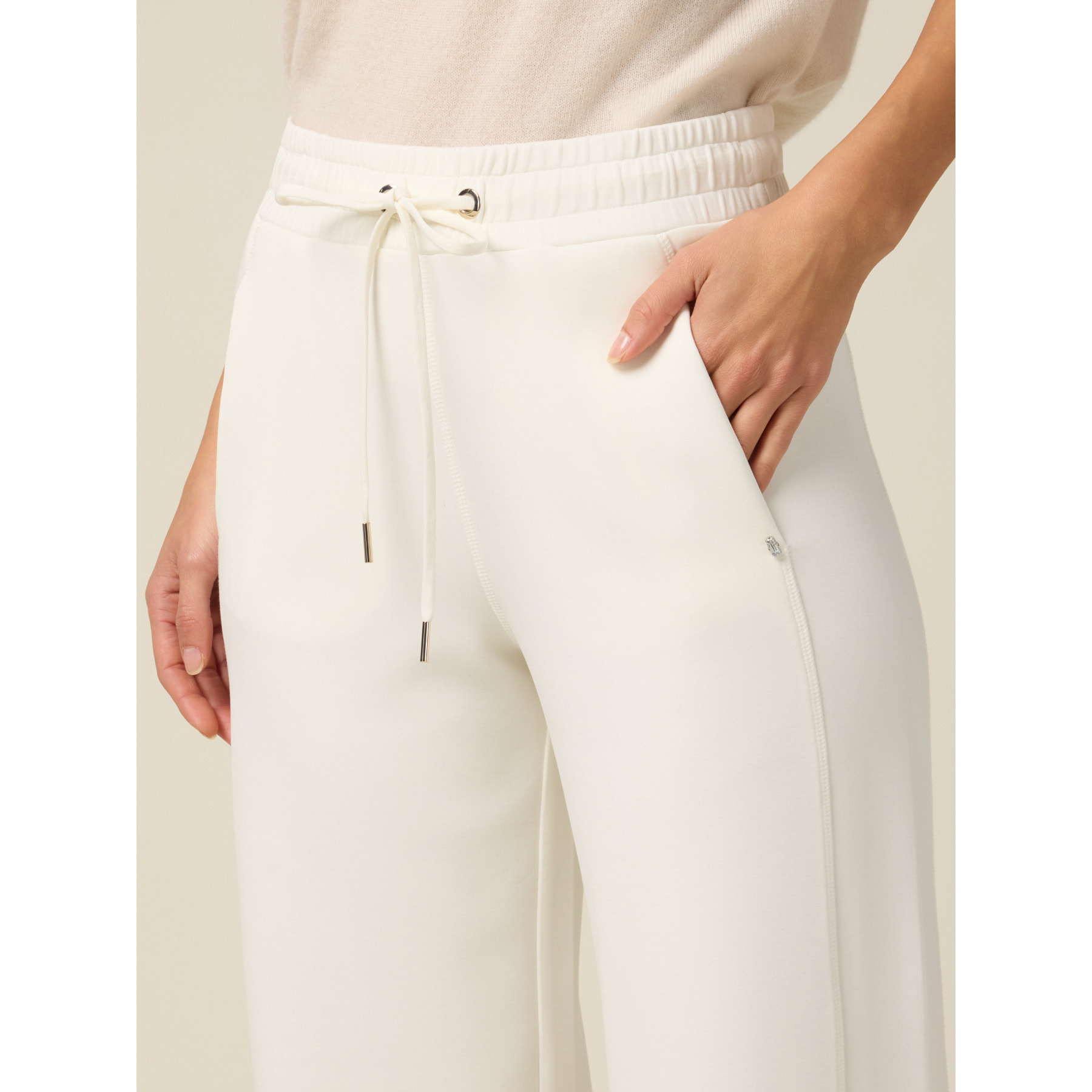 Oltre - Joggers a palazzo soft touch - Bianco