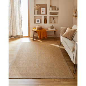 Tapis effet jute motif jaune