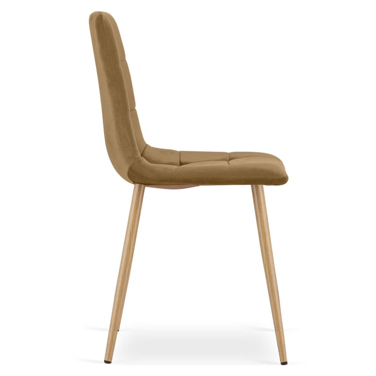 Sedia Kara in Velluto Marrone con Gambe Effetto Legno