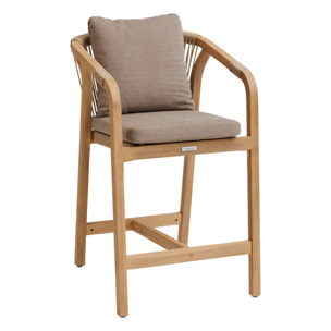 Lot de 2 fauteuils hauts de jardin Papouasie Acacia & Taupe