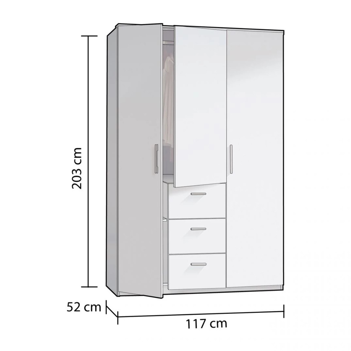 Armario Lexor 3 puertas Blanco Brillo