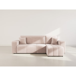 Nicole - canapé d'angle réversible 4 places convertible avec coffre en tissu - Taupe