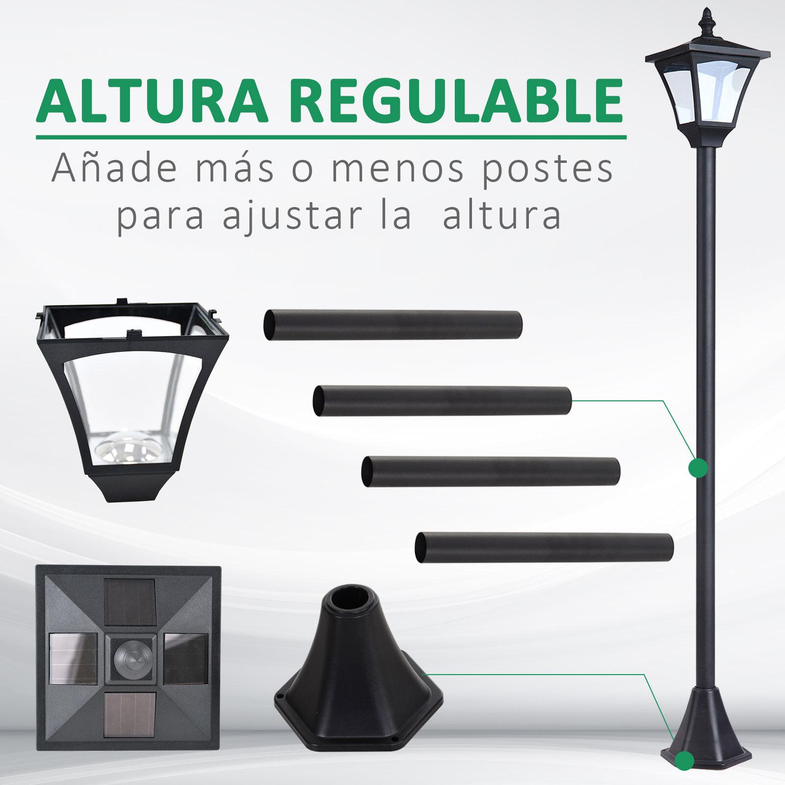 Farol Solar de Jardín IP44 con Luces Inteligentes LED Exteriores 15x15x120 cm