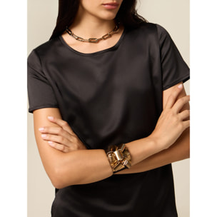 Oltre - Camiseta bimaterial - Negro