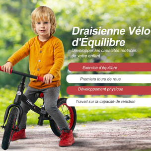 Draisienne enfant roues 12'' hauteur selle réglable acier noir