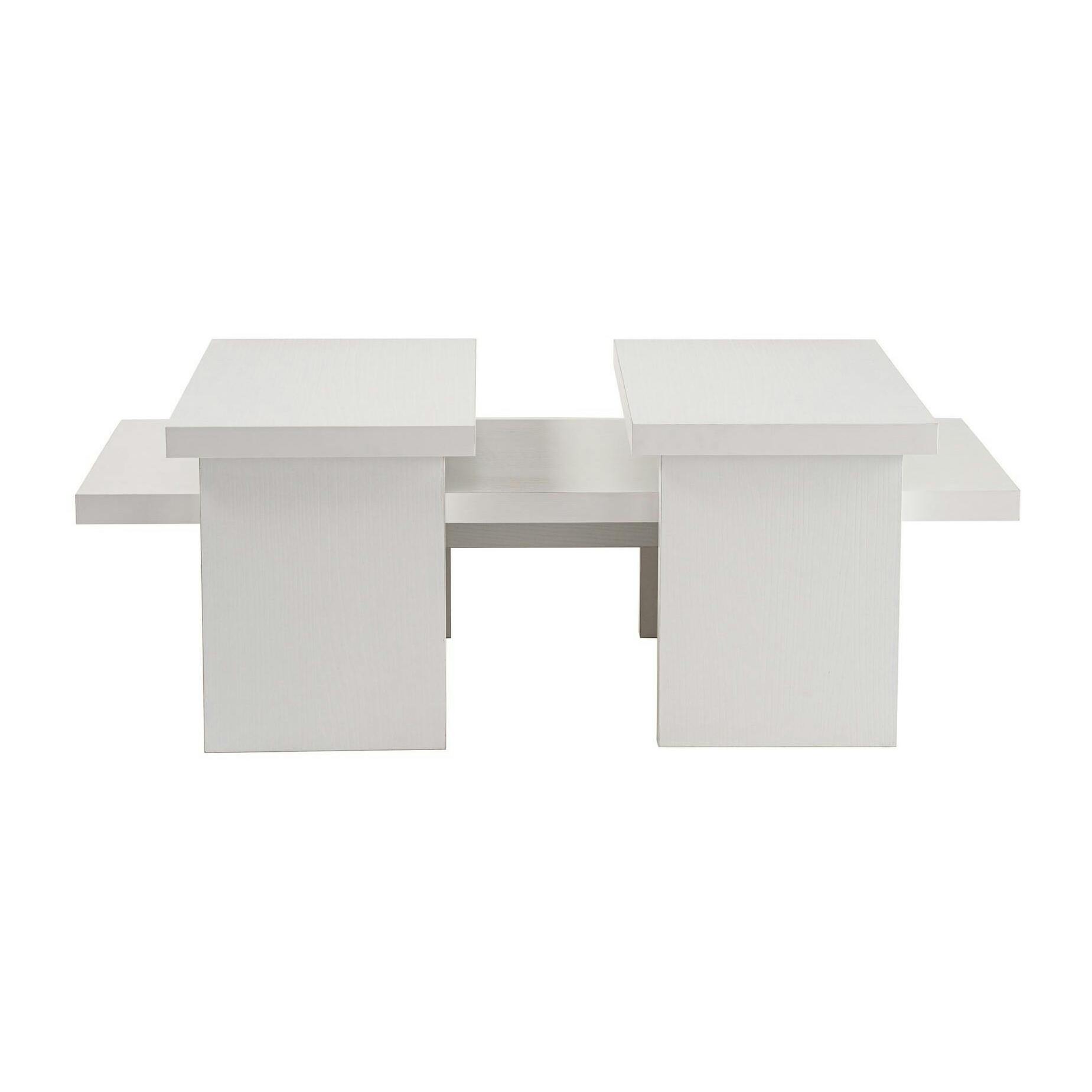Table basse gigogne design – effet bois blanc (3 pièces) MARFA