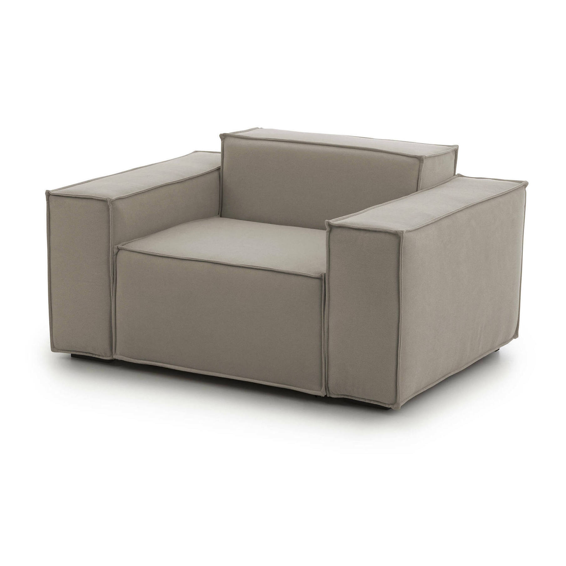 Poltrona Cristiana, Poltrona da salotto, 100% Made in Italy, Poltroncina relax in tessuto imbottito, Cm 160x95h70, Tortora