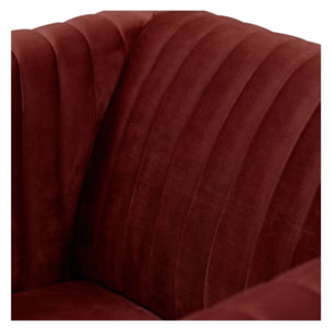 Fauteuil en velours bordeaux et pieds en métal doré - Gatsby