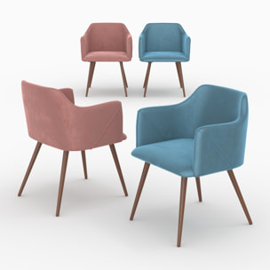 Pack 4 chaises Daisy en velours bleu et rose