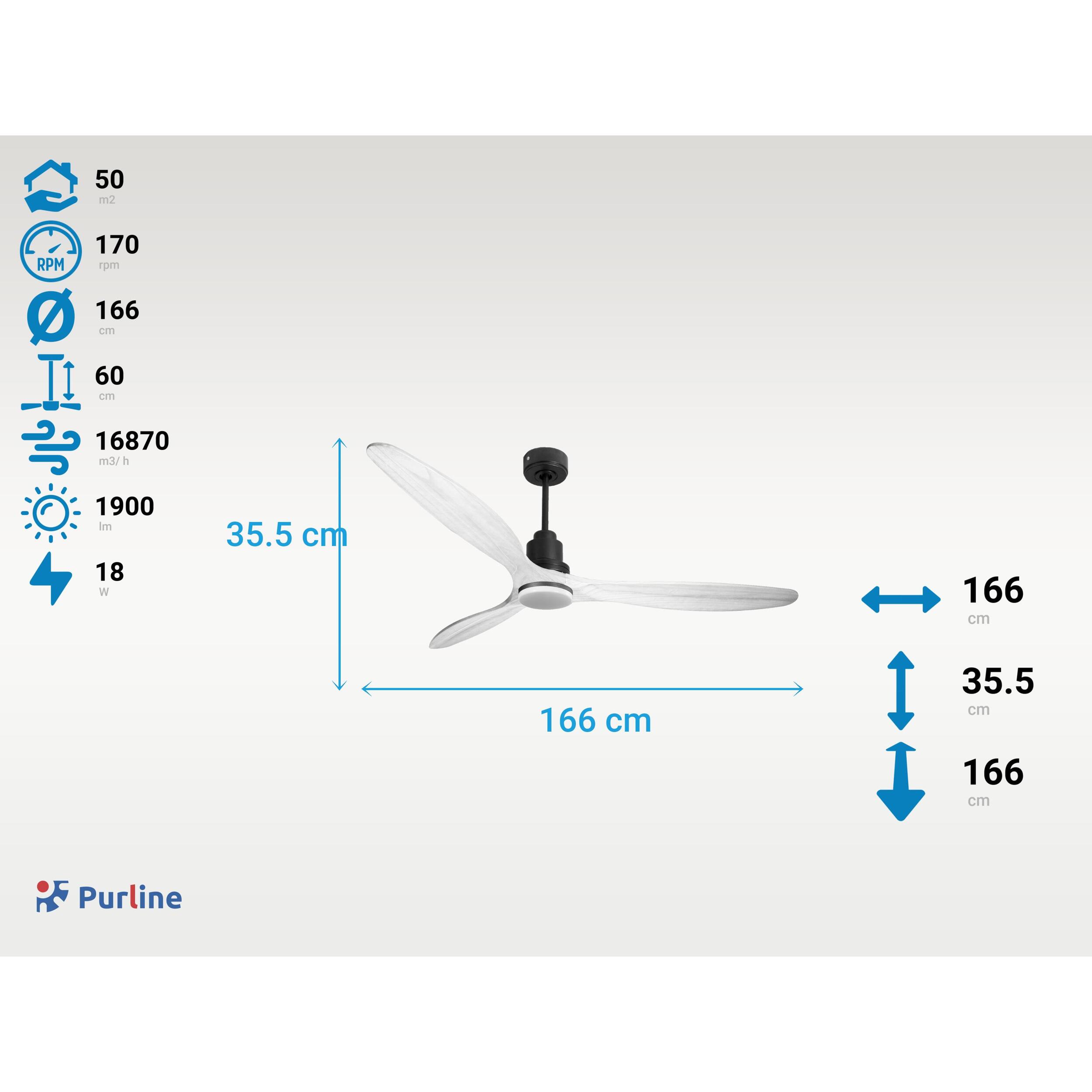 Ventilateur de plafond Réversible  Thermostat Dimmable Wifi Moteur à courant continu Toits en pente Télécommande Lumière à trois tons Hypersilence Mémoire